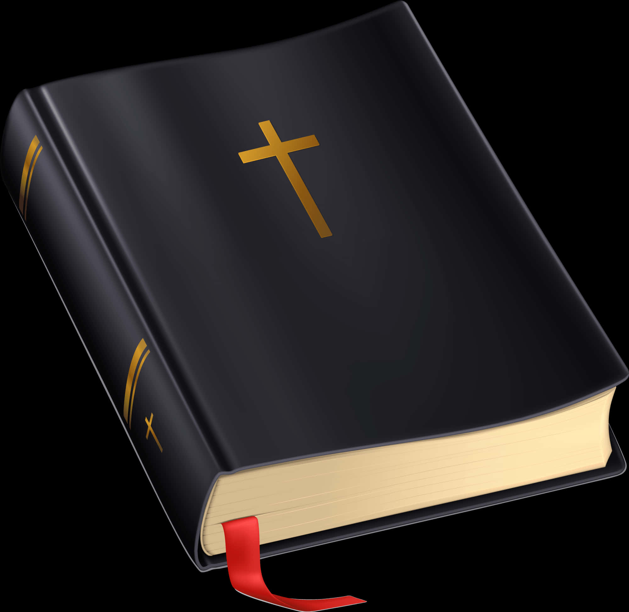 Black Holy Biblewith Golden Cross PNG Image