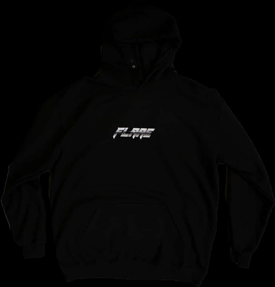 Black Hoodie White Logo Front View PNG Image