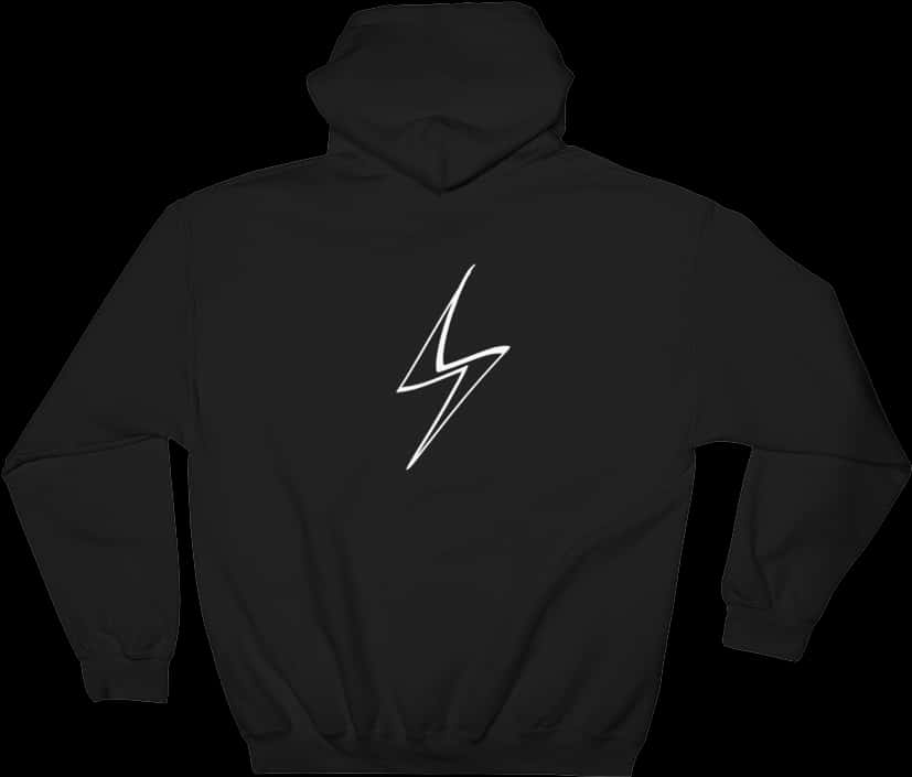 Black Hoodie With White Lightning Bolt PNG Image