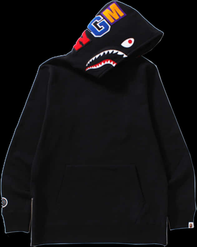 Black Hoodiewith Graphic Design PNG Image