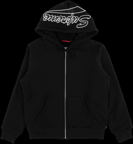 Black Hoodiewith White Logo PNG Image