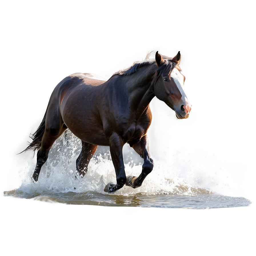 Black Horse Running In Water Png Gus PNG Image