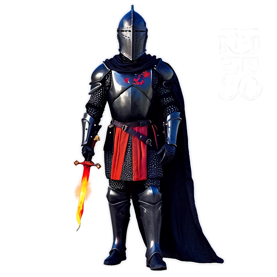 Black Knight With Fire Background Png 24 PNG Image