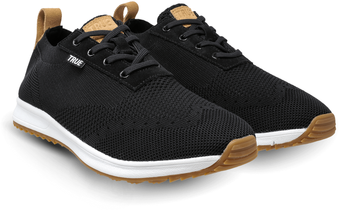 Black Knit Athletic Sneakers PNG Image