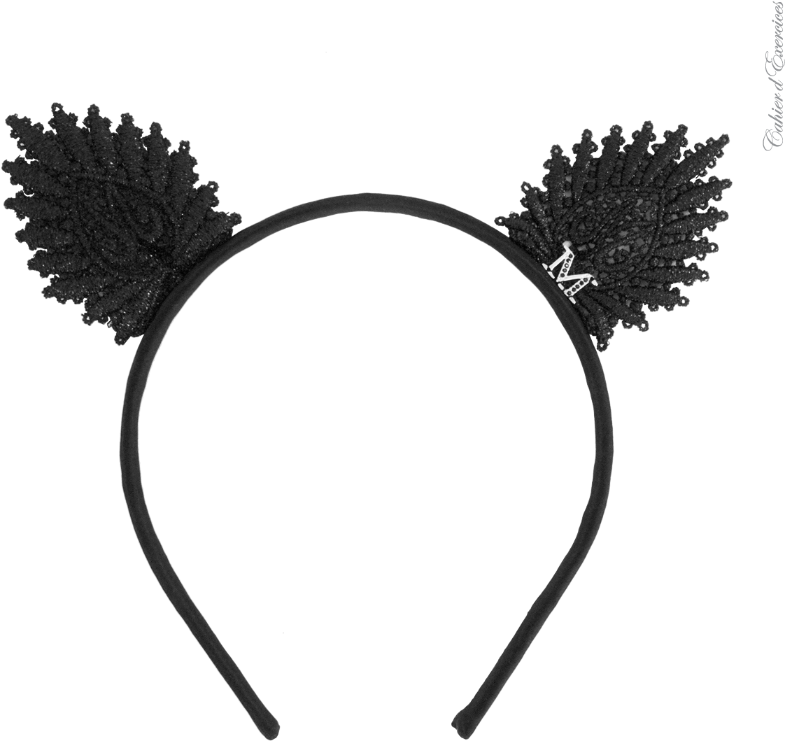 Black Lace Cat Ear Headband PNG Image