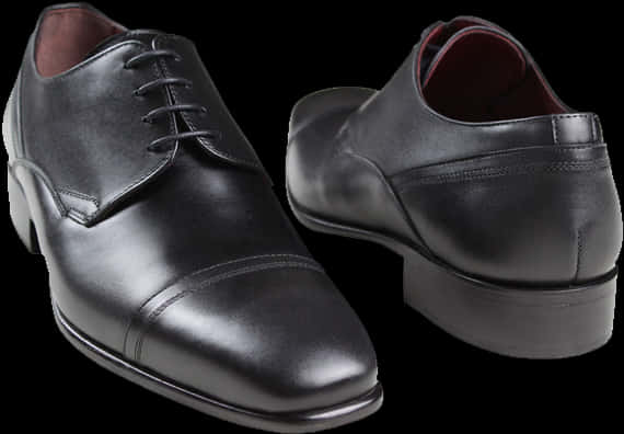 Black Leather Dress Shoes PNG Image