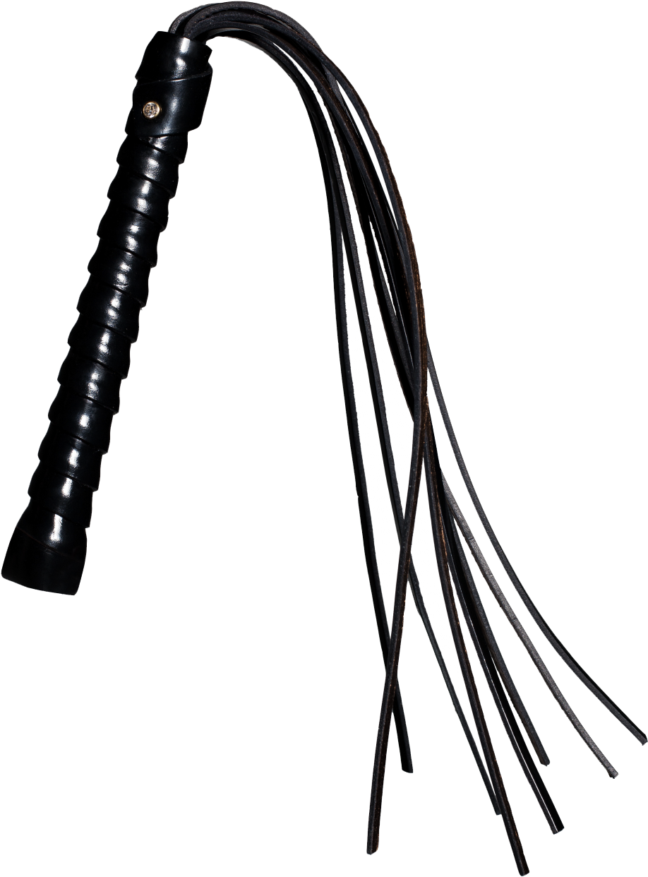 Black Leather Flogger Whip PNG Image