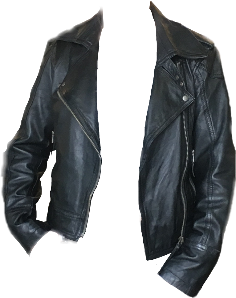 Black Leather Jacket Floating Effect PNG Image