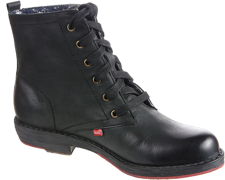 Black Leather Lace Up Boot PNG Image