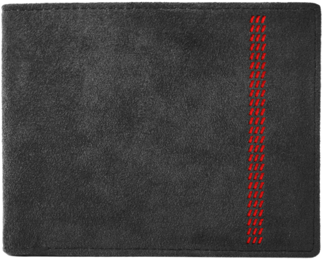 Black Leather Wallet Red Stitching PNG Image