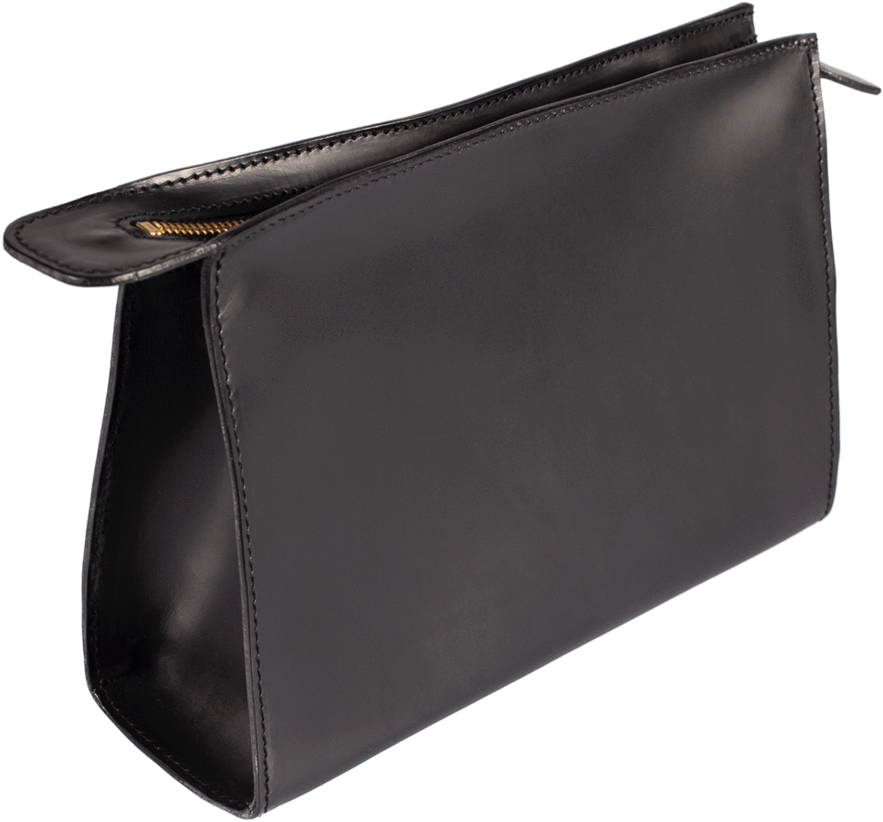 Black Leather Zippered Wallet PNG Image