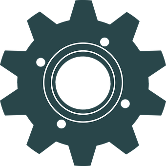 Black Mechanical Gear Icon PNG Image