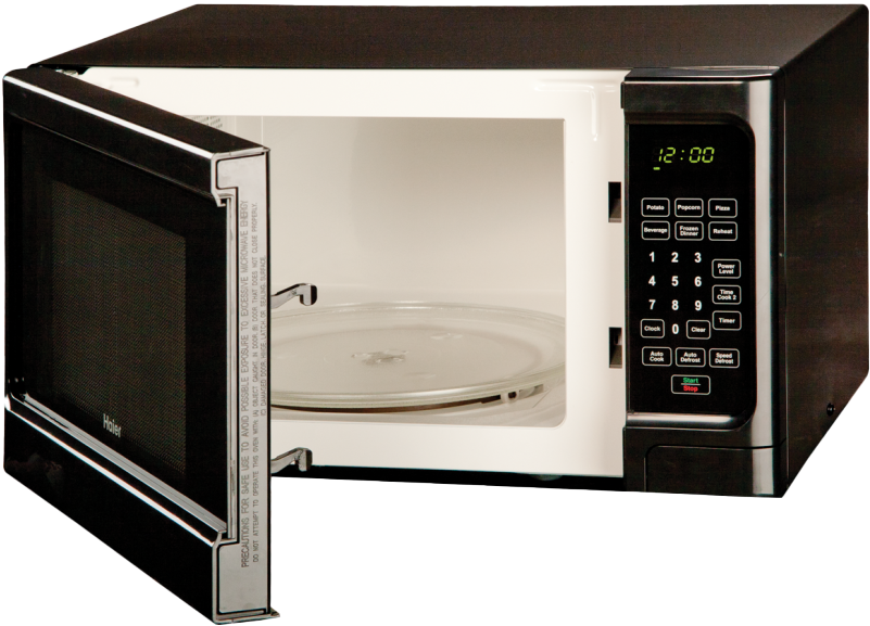 Black Microwave Oven Open Door PNG Image