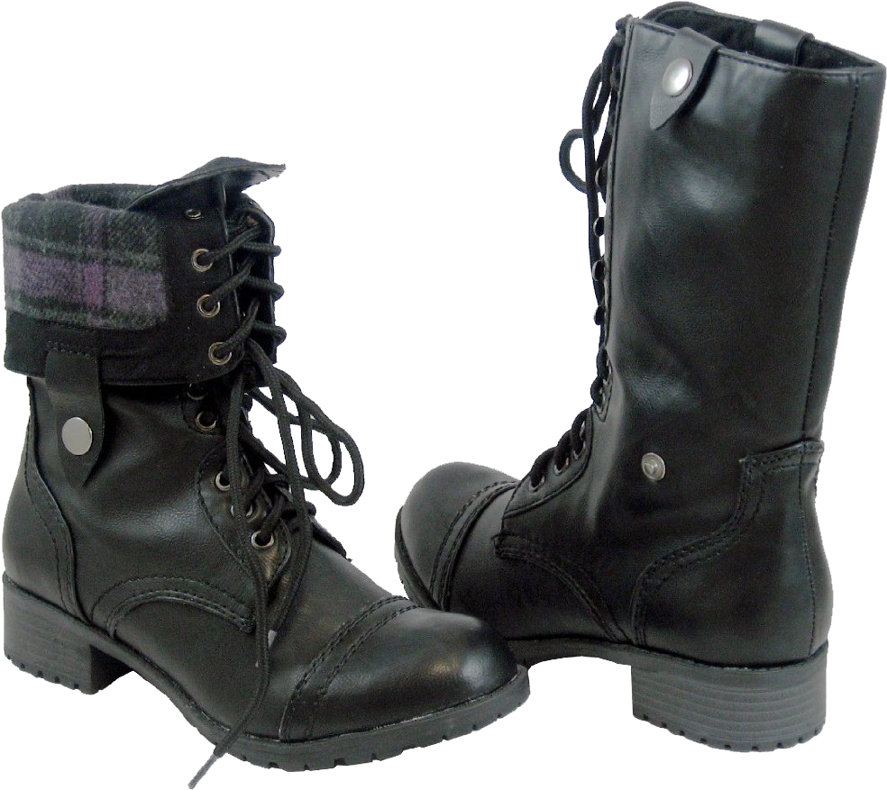 Black Military Combat Boots PNG Image