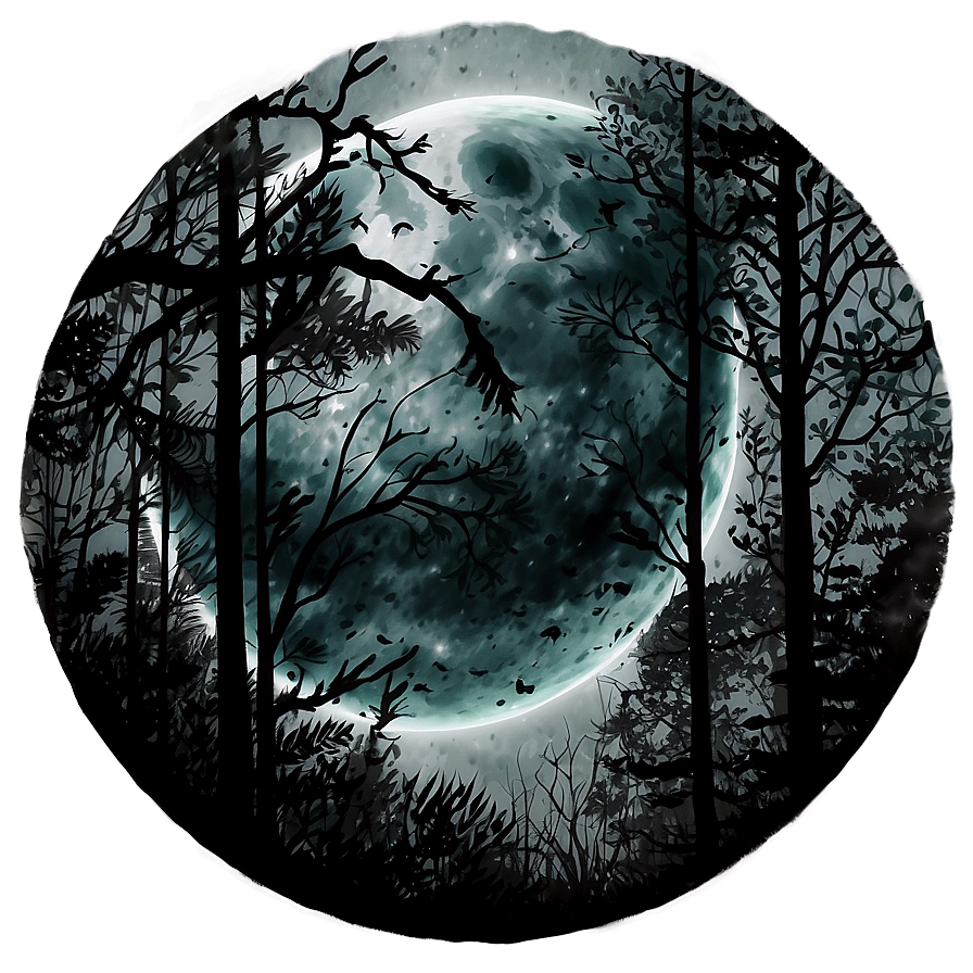 Black Moon And Forest Png 06252024 PNG Image