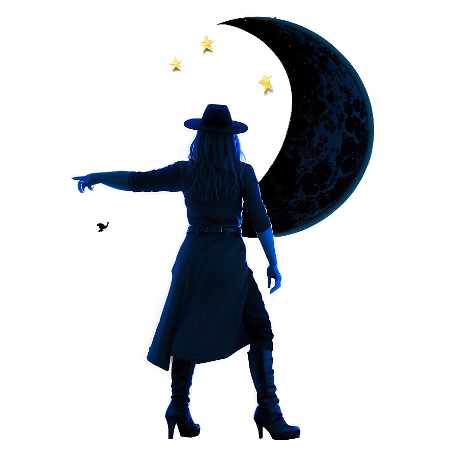 Black Moon And Witch Png Goc PNG Image