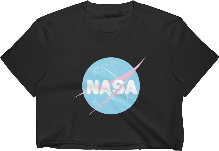 Black N A S A Logo Crop Top Shirt PNG Image