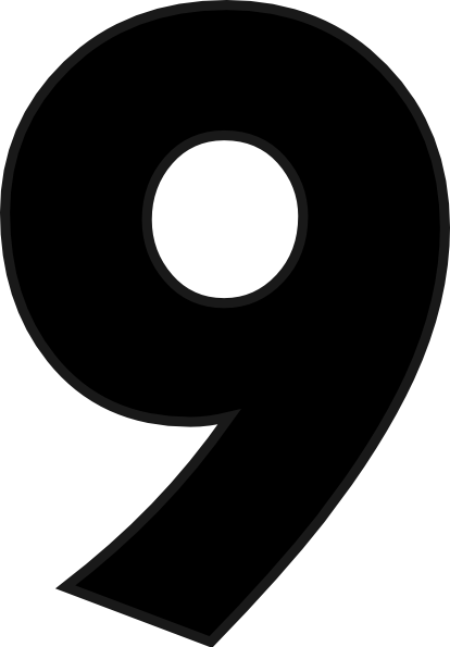 Black Number9 Graphic PNG Image