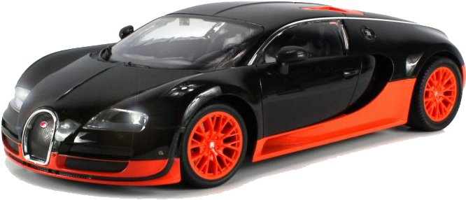 Black Orange Bugatti Veyron Side View PNG Image