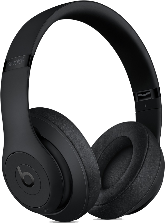 Black Over Ear Wireless Headphones PNG Image