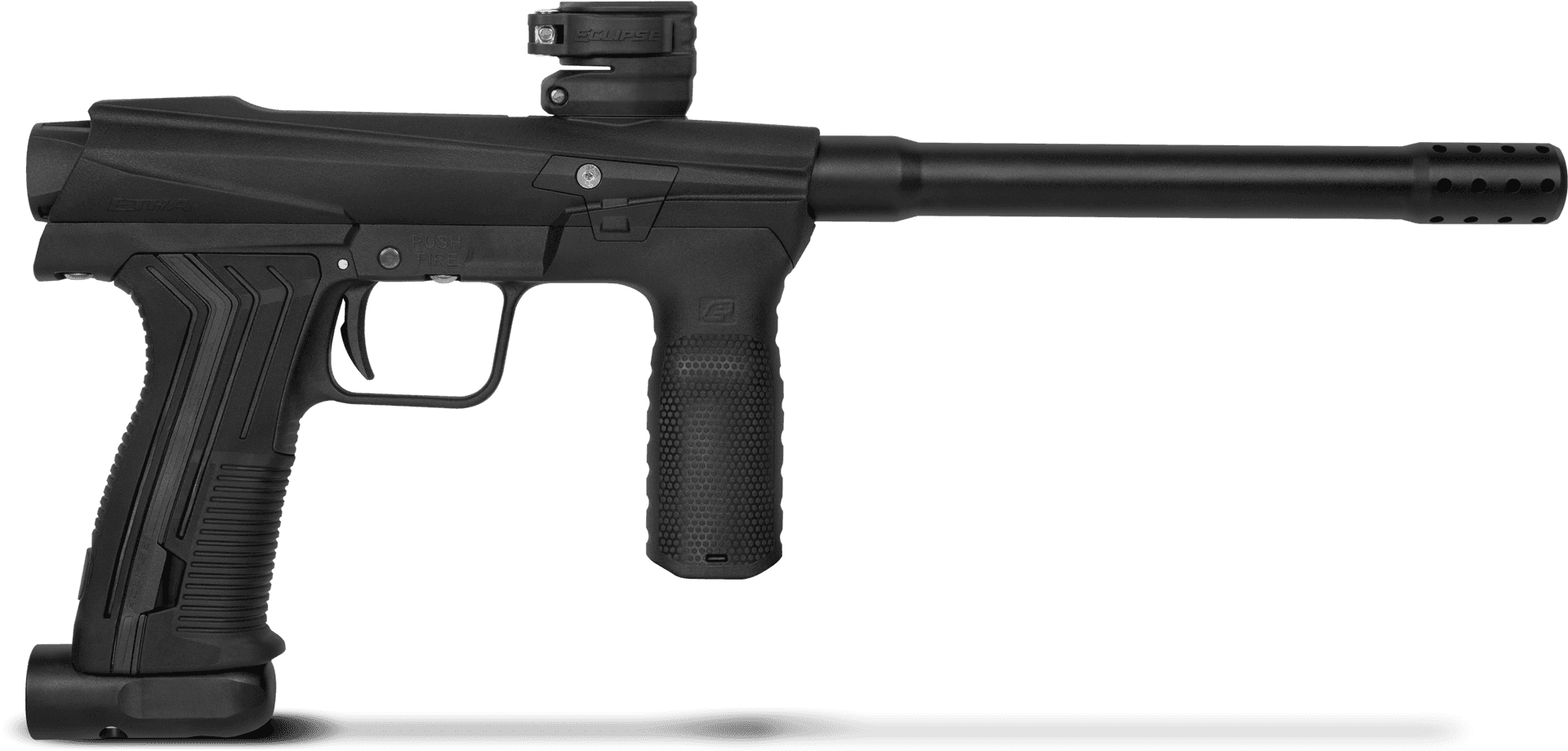 Black Paintball Marker Profile View PNG Image