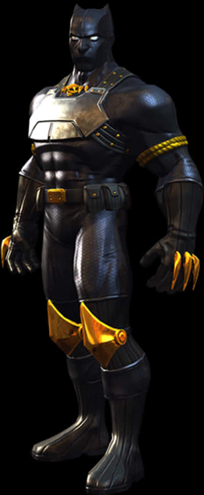 Black Panther Full Costume Standing PNG Image