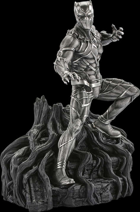 Black Panther Statue Pose PNG Image