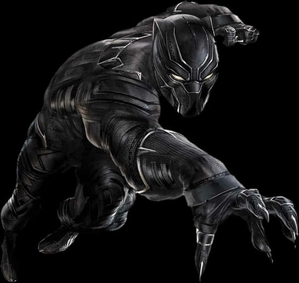 Black Pantherin Action Pose PNG Image