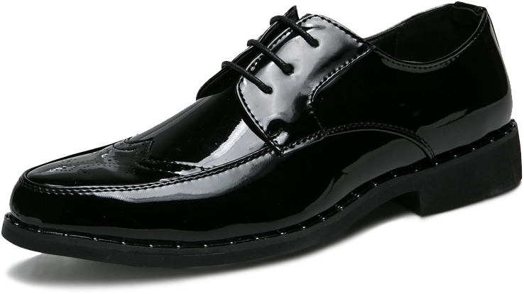 Black Patent Leather Mens Dress Shoe PNG Image