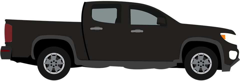 Black Pickup Truck Side View PNG Image