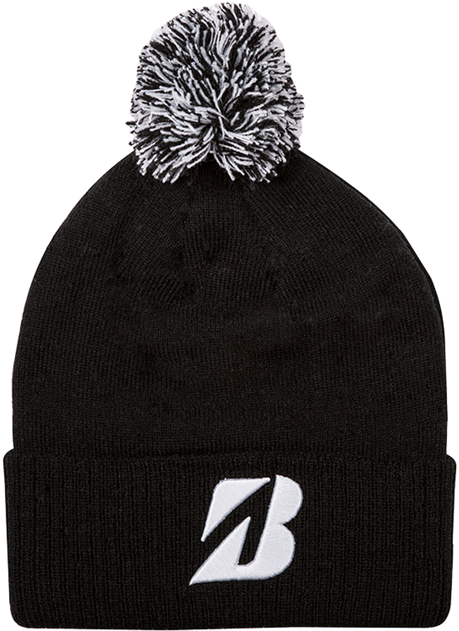 Black Pom Pom Beaniewith Logo PNG Image