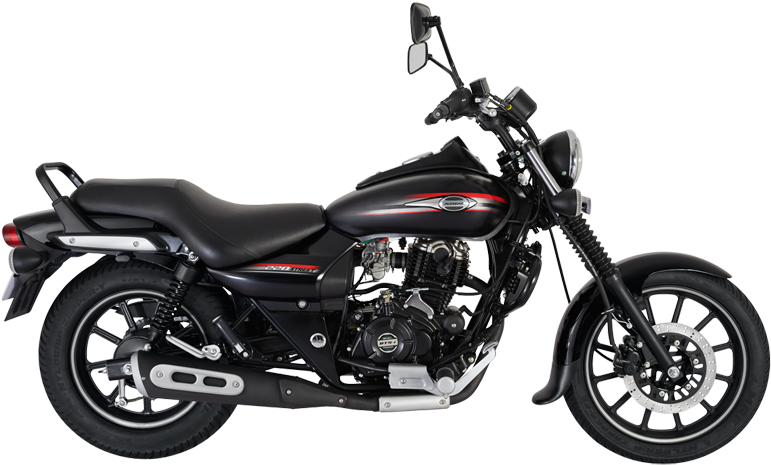 Black Pulsar Motorcycle Profile View PNG Image