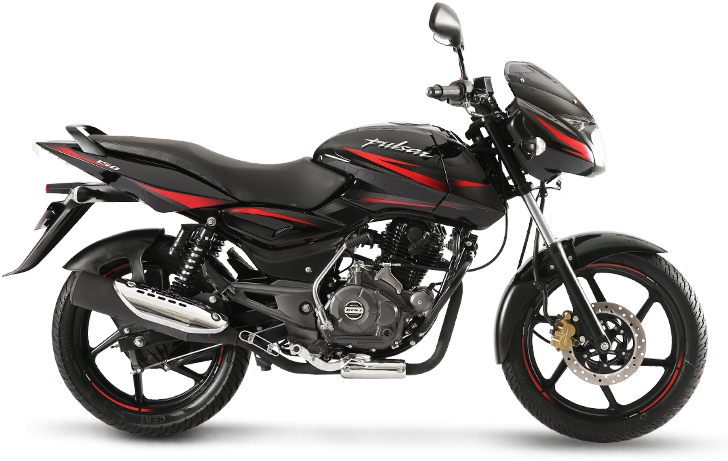 Black Pulsar Motorcycle Studio Shot PNG Image