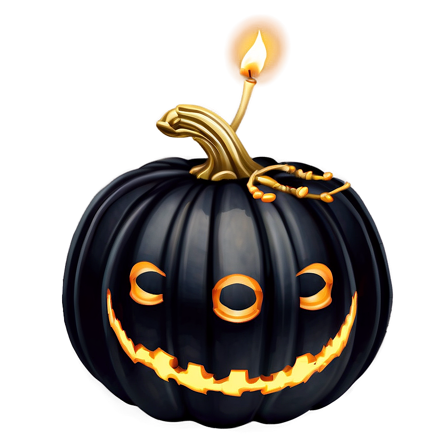 Black Pumpkin With Candle Png Pxo PNG Image