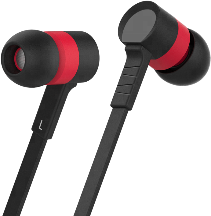 Black Red In Ear Headphones PNG Image