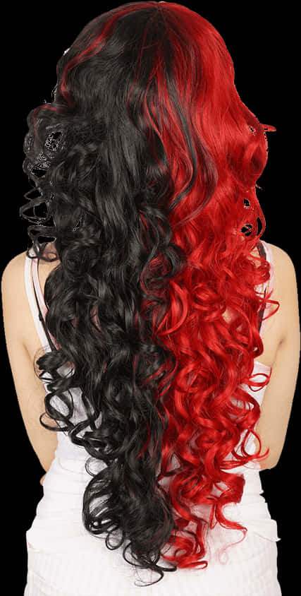 Black Red Ombre Curly Wig PNG Image