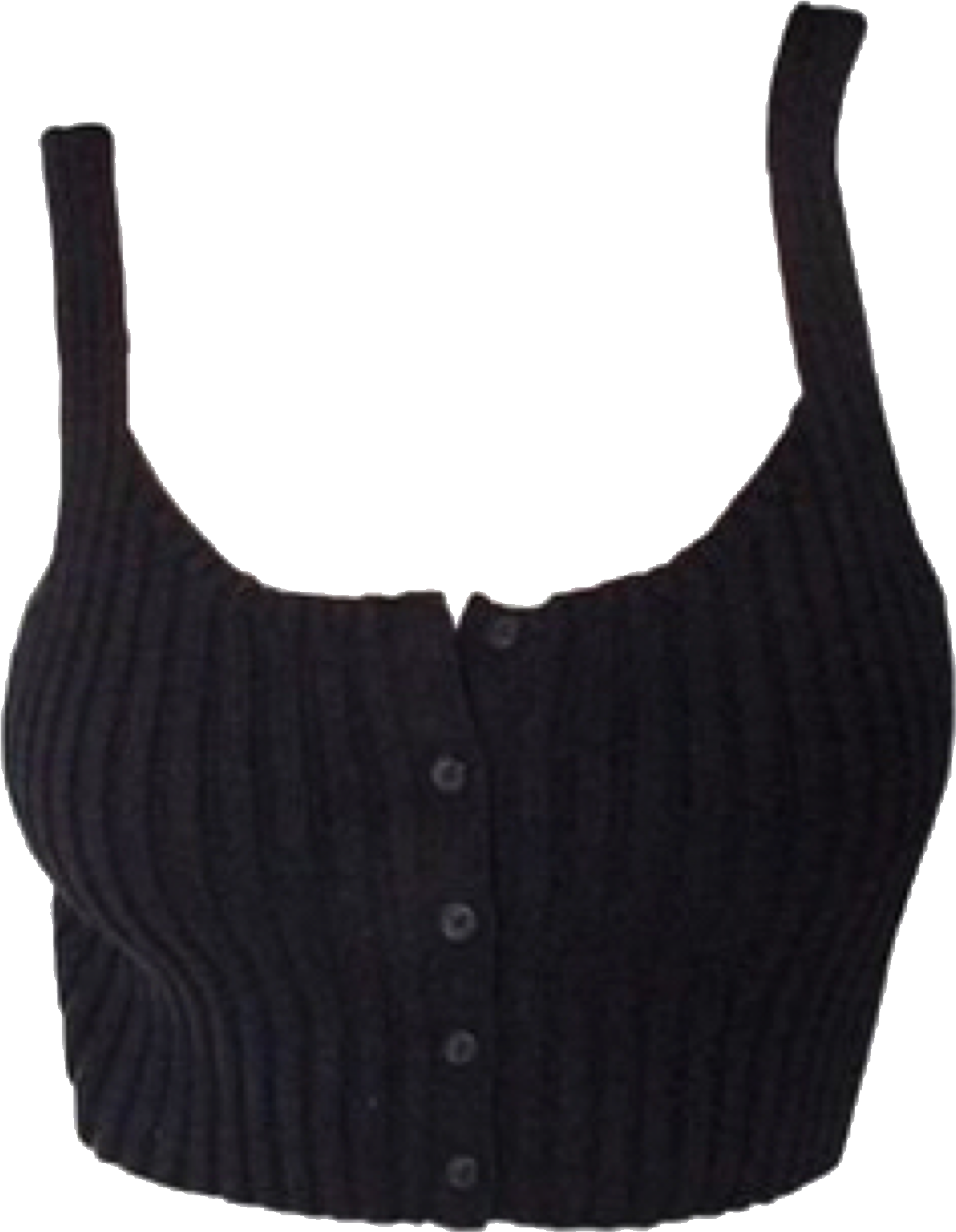 Black Ribbed Crop Top PNG Image