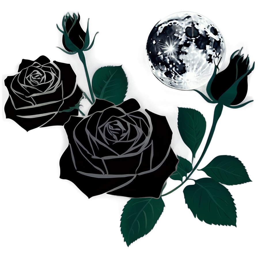 Black Roses Under Moonlight Png 33 PNG Image