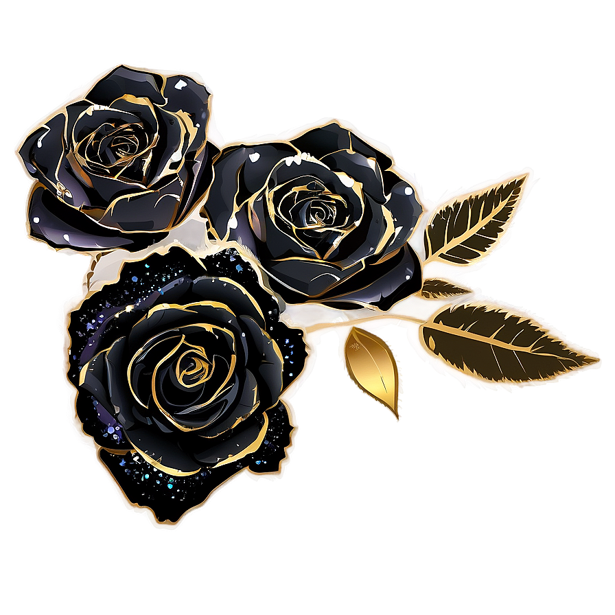 Black Roses With Glitter Png 06212024 PNG Image