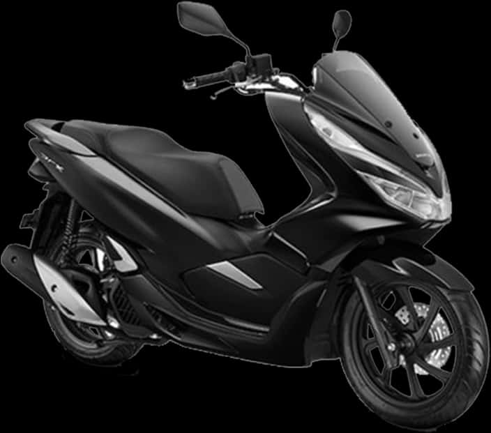 Black Scooter Profile View PNG Image