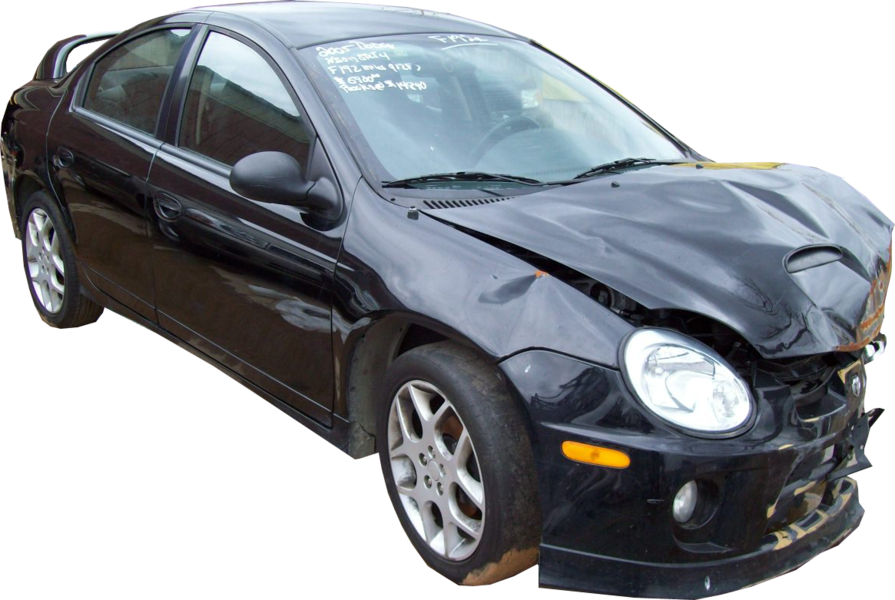 Black Sedan Car Crash Damage PNG Image