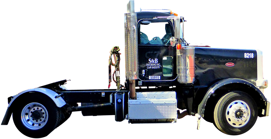 Black Semi Truck Cab Side View PNG Image