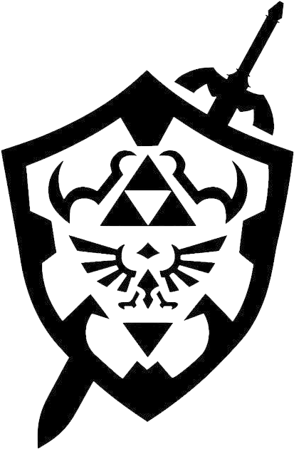 Black Shieldwith Swordand Triangular Symbols PNG Image