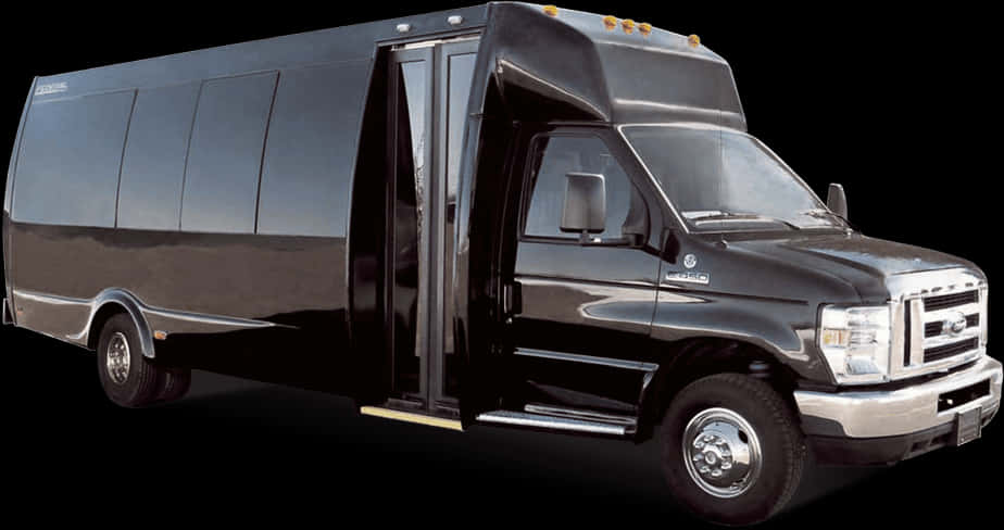 Black Shuttle Bus Open Door PNG Image