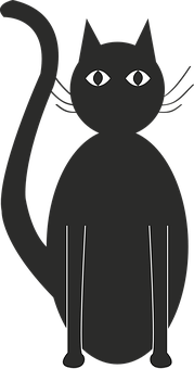 Black Silhouette Cat Illustration PNG Image