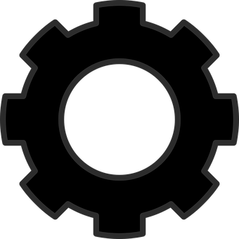 Black Silhouette Gear Icon PNG Image