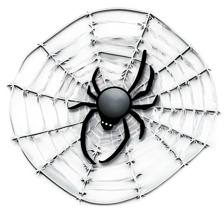 Black Spideron Web Illustration PNG Image