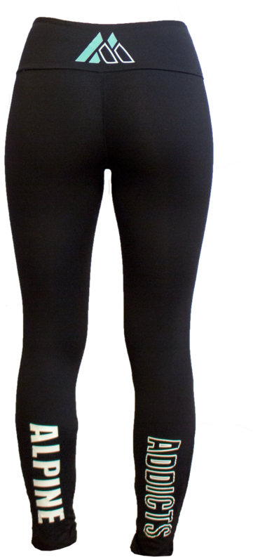 Black Sport Leggings Alpine Addicts Logo PNG Image