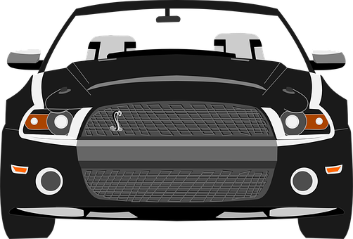 Black Sports Car Front View Vector PNG Image