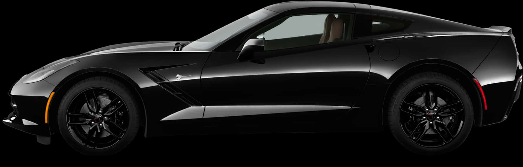 Black Sports Car Side View PNG Image